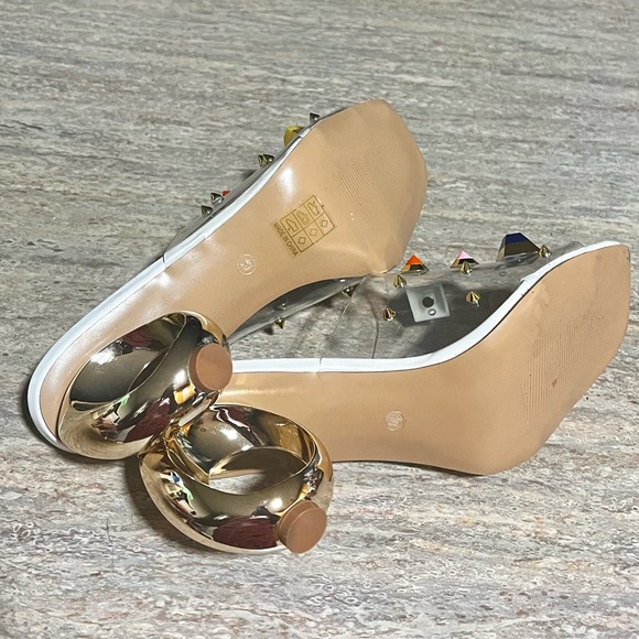 Ninety Union Couture Vegas clear multicolored studded open toes heels - Picture 16 of 16